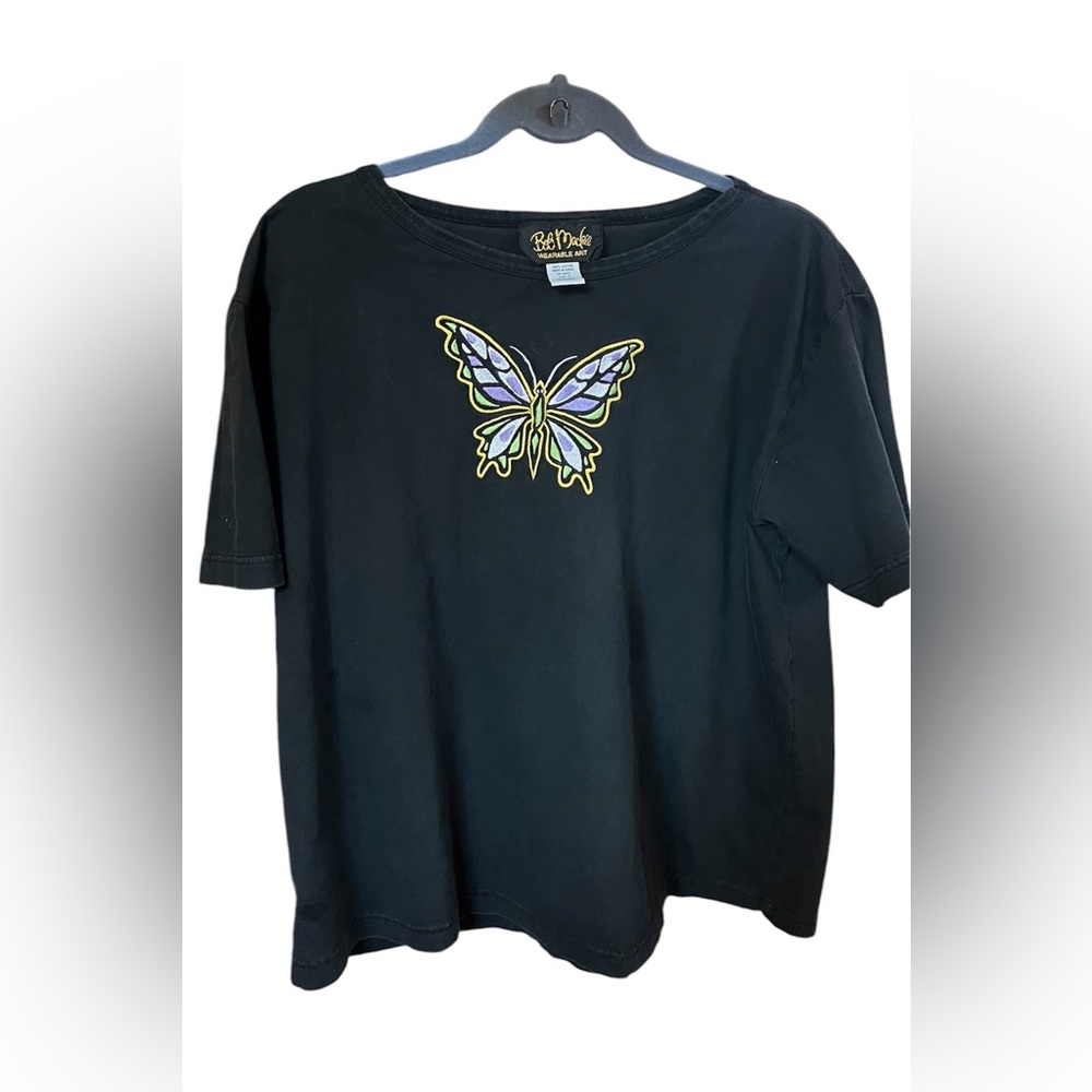 Bob Mackie Wearable Art - Embroidered Butterfly T Shirt